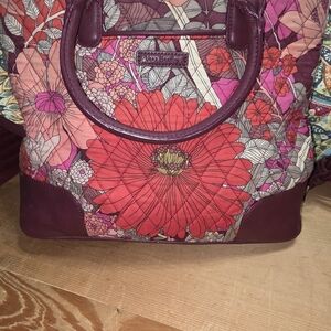 Vera Bradley Quilted Floral Tote in Berry and Red